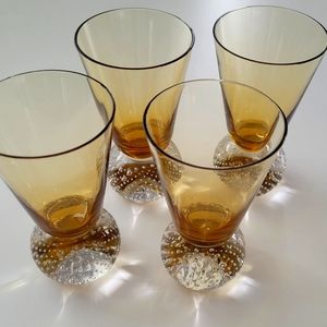 Vintage Bubble Mint Amber Shot Glasses - “Carl Erickson” Style